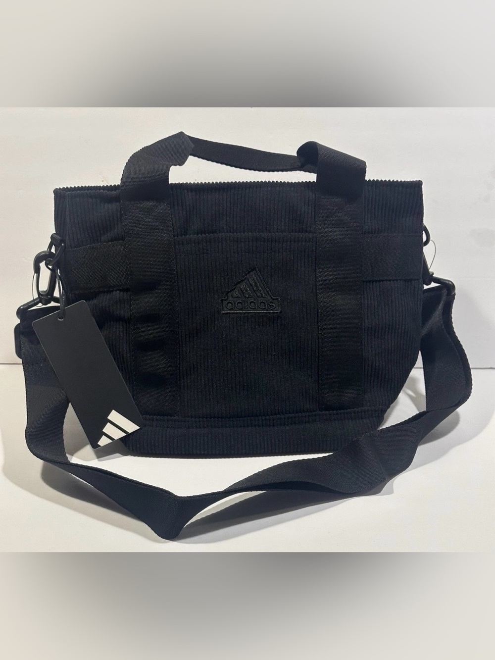 adidas Black Corduroy Tote / Crossbody Bag